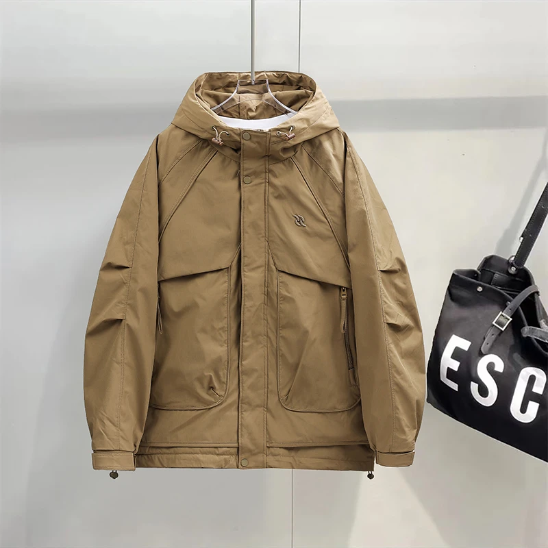 秋冬季薄款连帽棉衣外套防风防水户外夹克外套男上衣宽松痞帅潮流