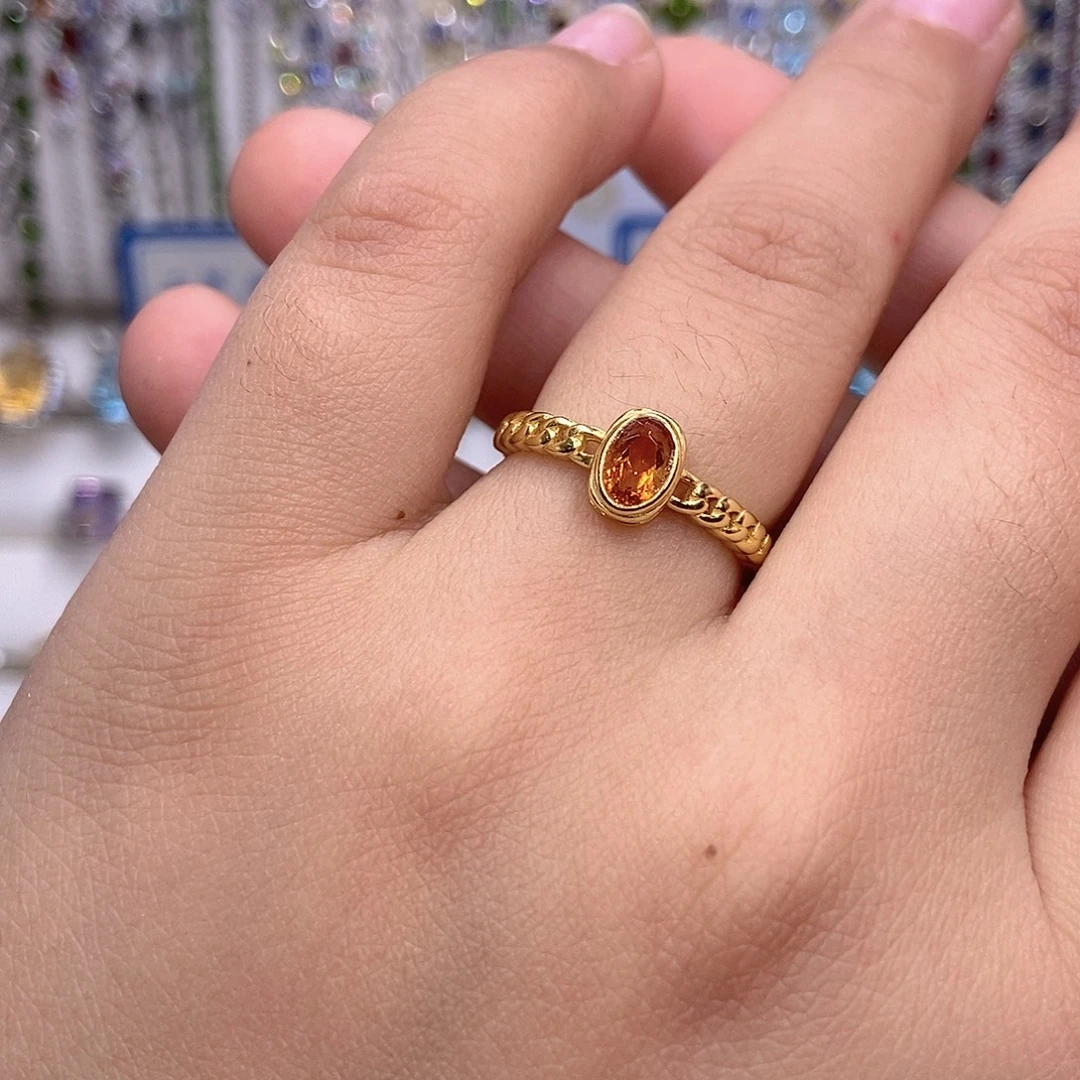 黄晶银S925镶嵌戒指