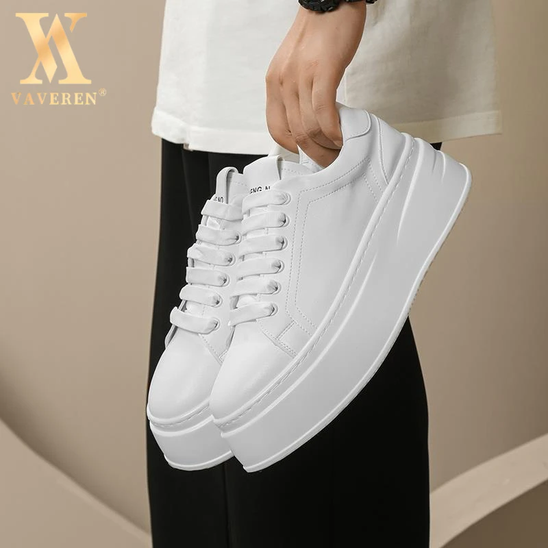 VAVEREN内增高鞋子男2025夏季新款透气男士百搭厚底小白鞋休闲男