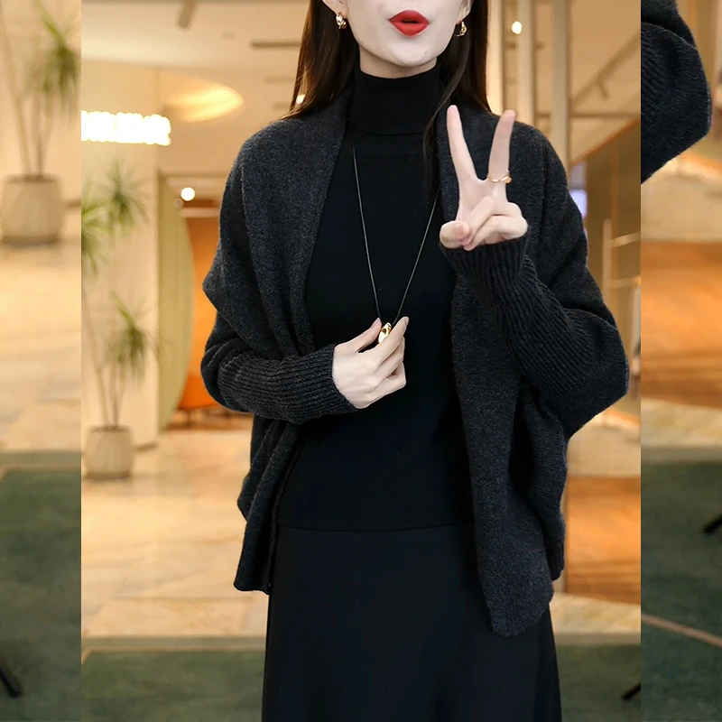 春秋大码女装时尚洋气简约针织开衫软糯慵懒风外穿毛衣韩版外套