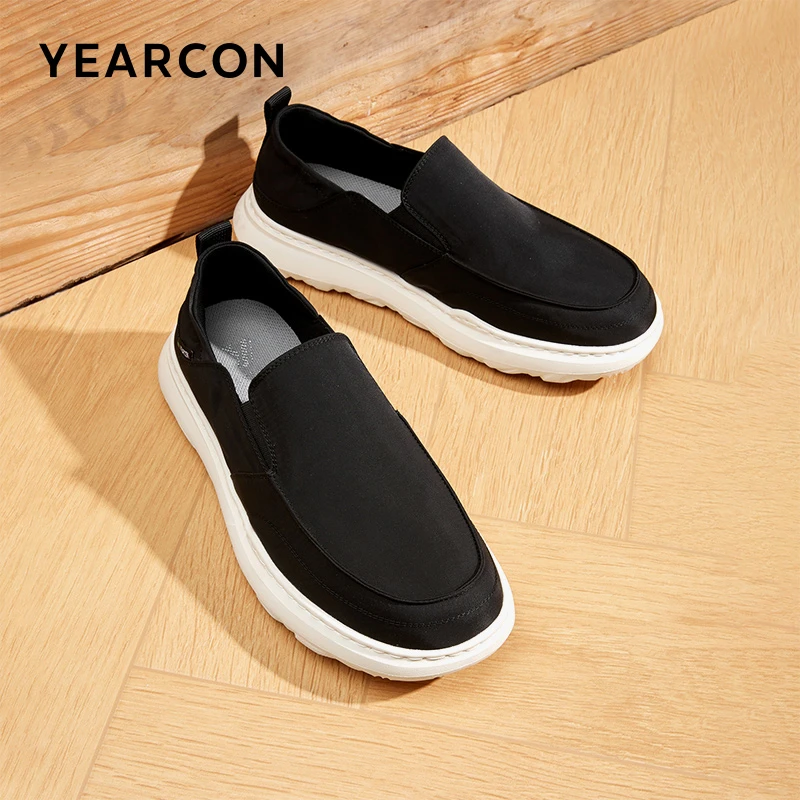 意尔康复古软底休闲男鞋男士春夏透气一脚蹬休闲鞋轻便厚底开车鞋
