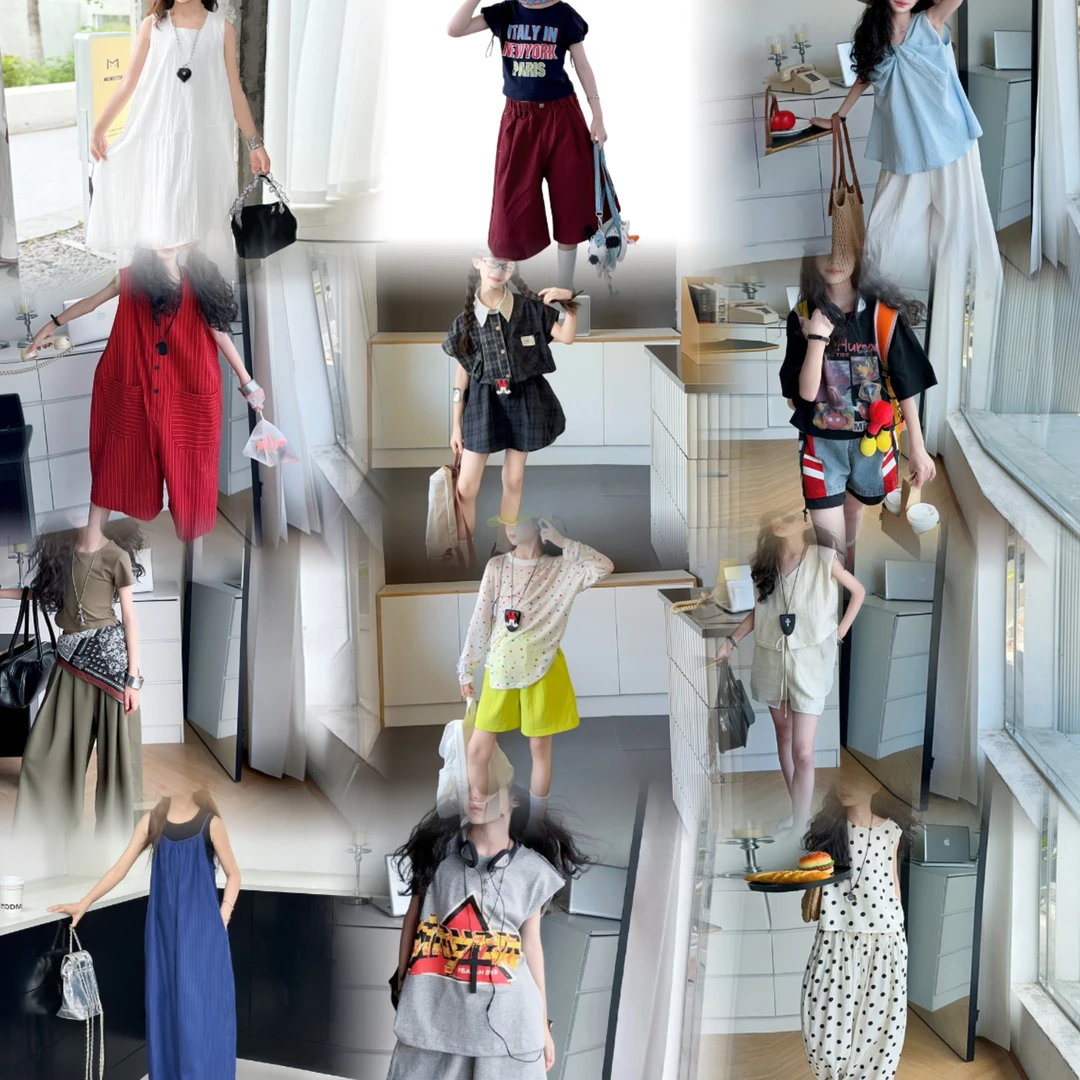 一号链接（100-199)夏款女童2025新款洋气两件套中大童时尚运动