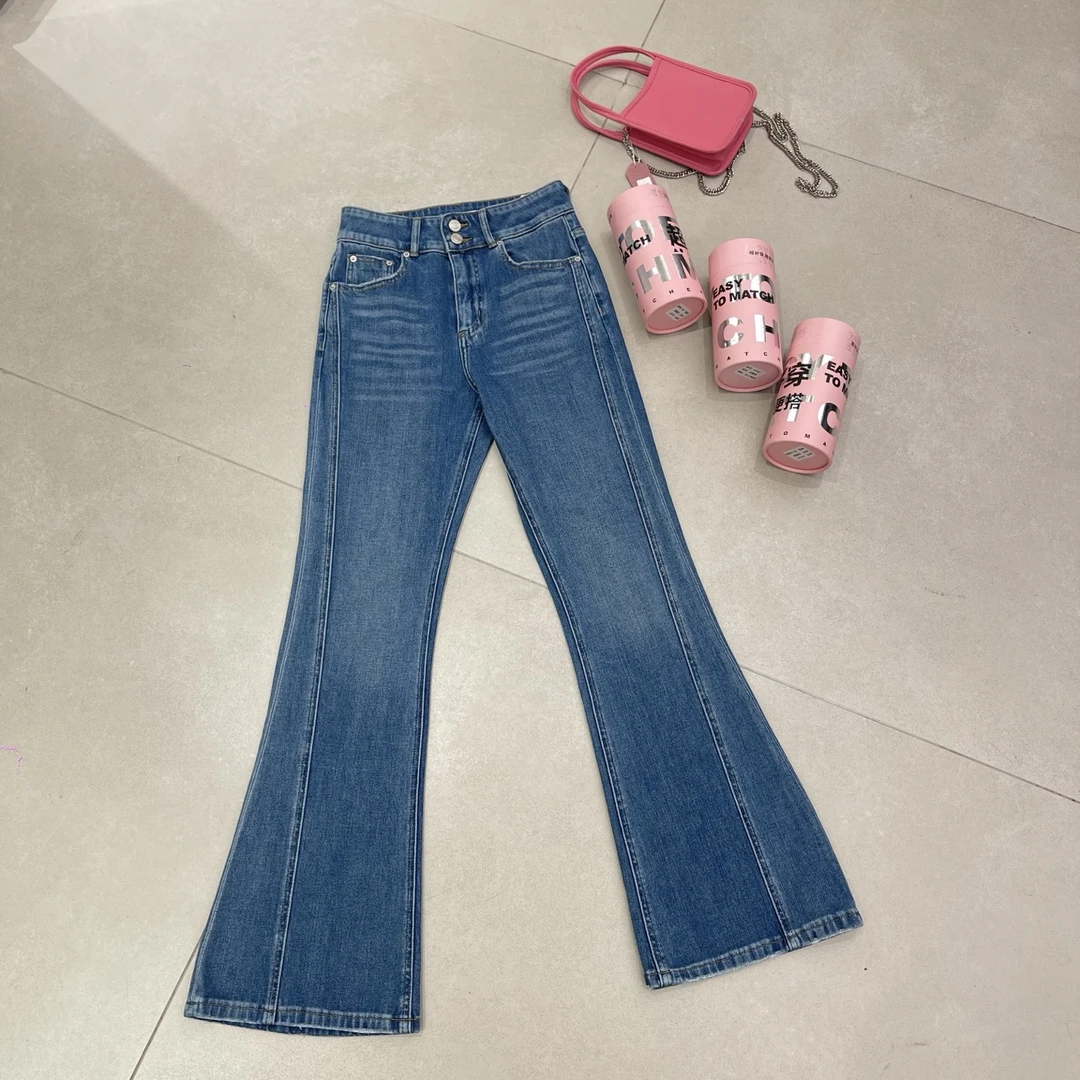 早春-63783双排扣立体剪裁微喇-BOENSESI-牛仔裤