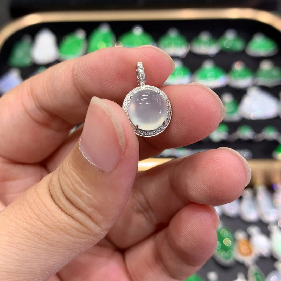 翡翠18K金镶嵌吊坠(不含链)吊坠