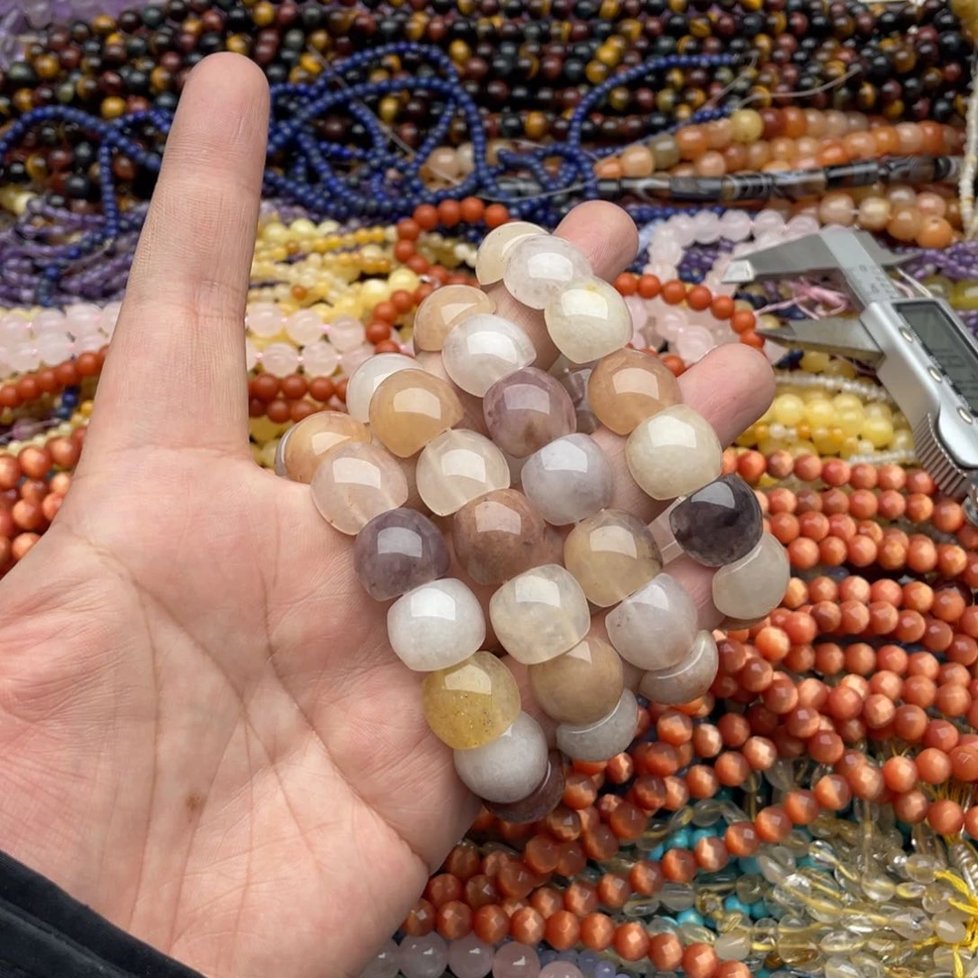 玛瑙/玉髓珠宝半成品未镶嵌一条装15mm+紫罗兰金丝玉手牌