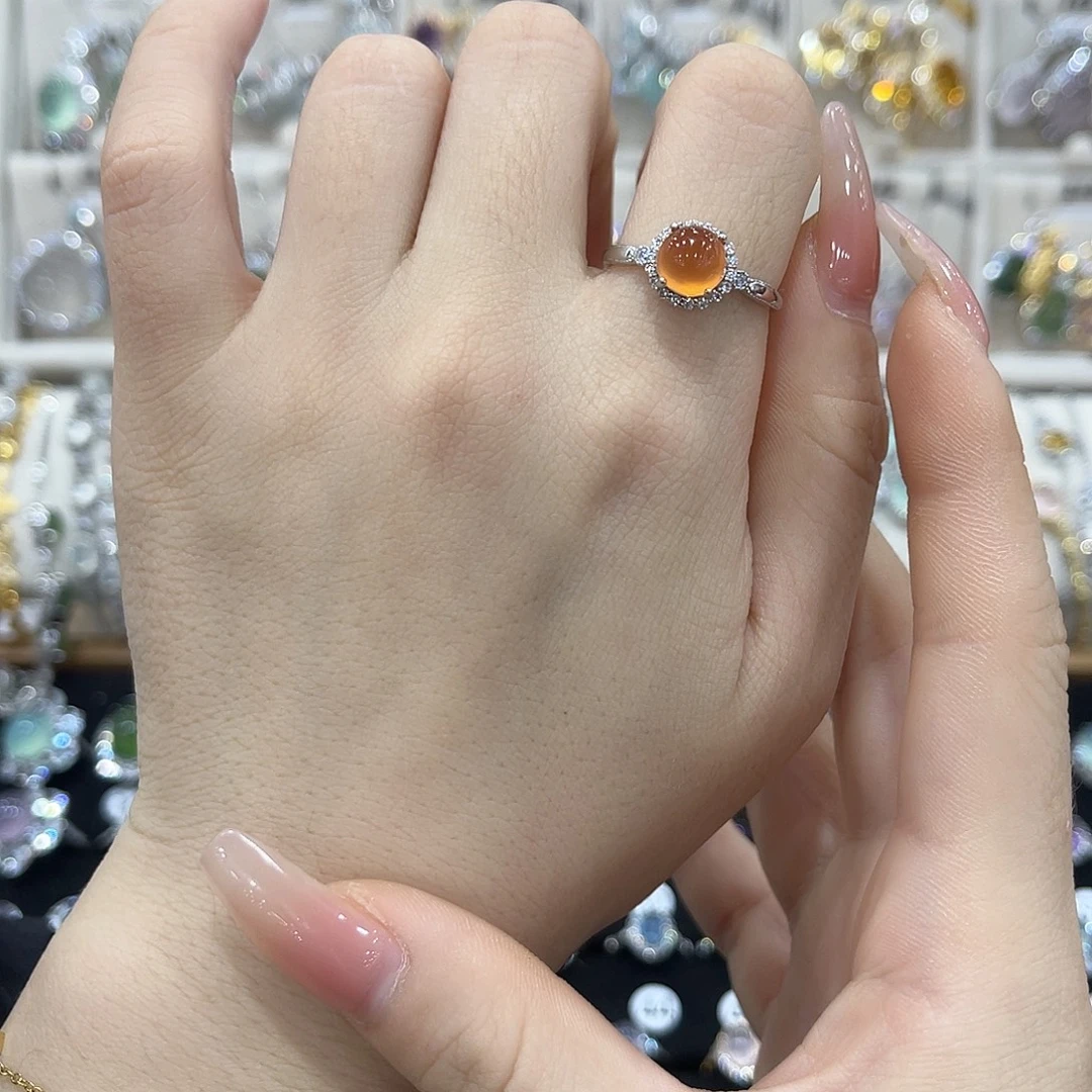 蛇纹石玉银S925镶嵌戒指