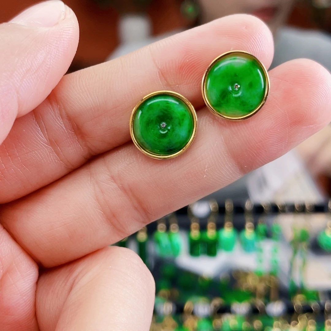 翡翠银S925镶嵌耳饰