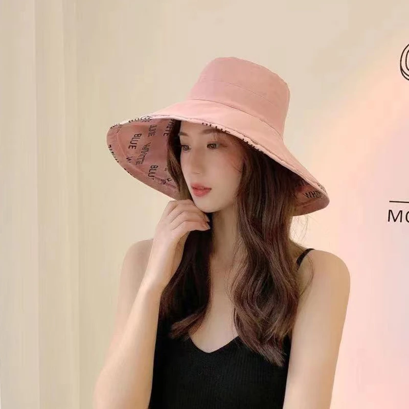 春夏季渔夫帽女大檐遮阳帽帽子盆帽网红大帽檐防晒帽遮脸