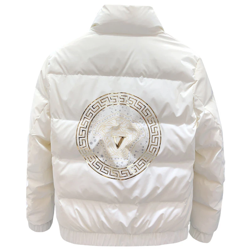 赫柏纪逸冬季新款白色亮面羽绒服短款潮牌潮流修身轻薄立领外套男