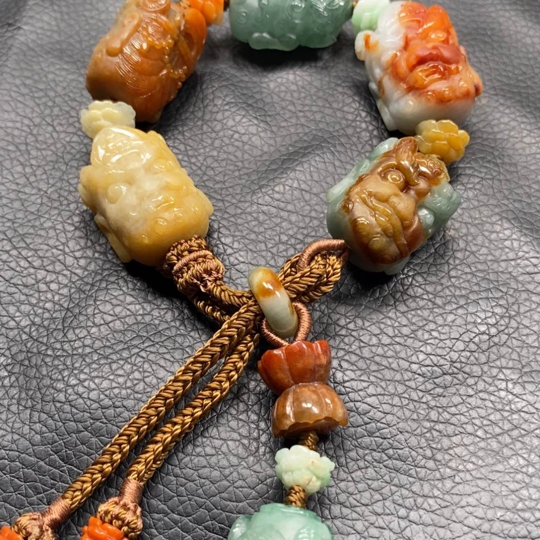 未镶嵌手串翡翠浅*特色翡翠财神手串