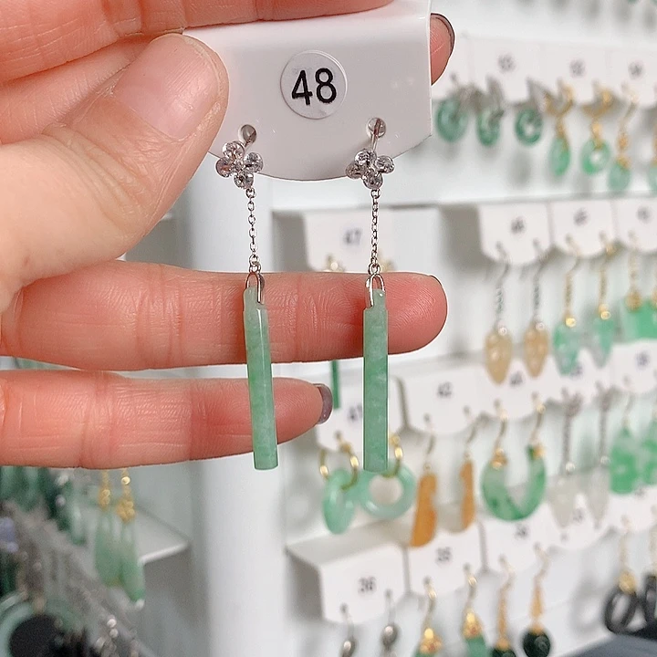 翡翠耳饰银S925镶嵌翡翠