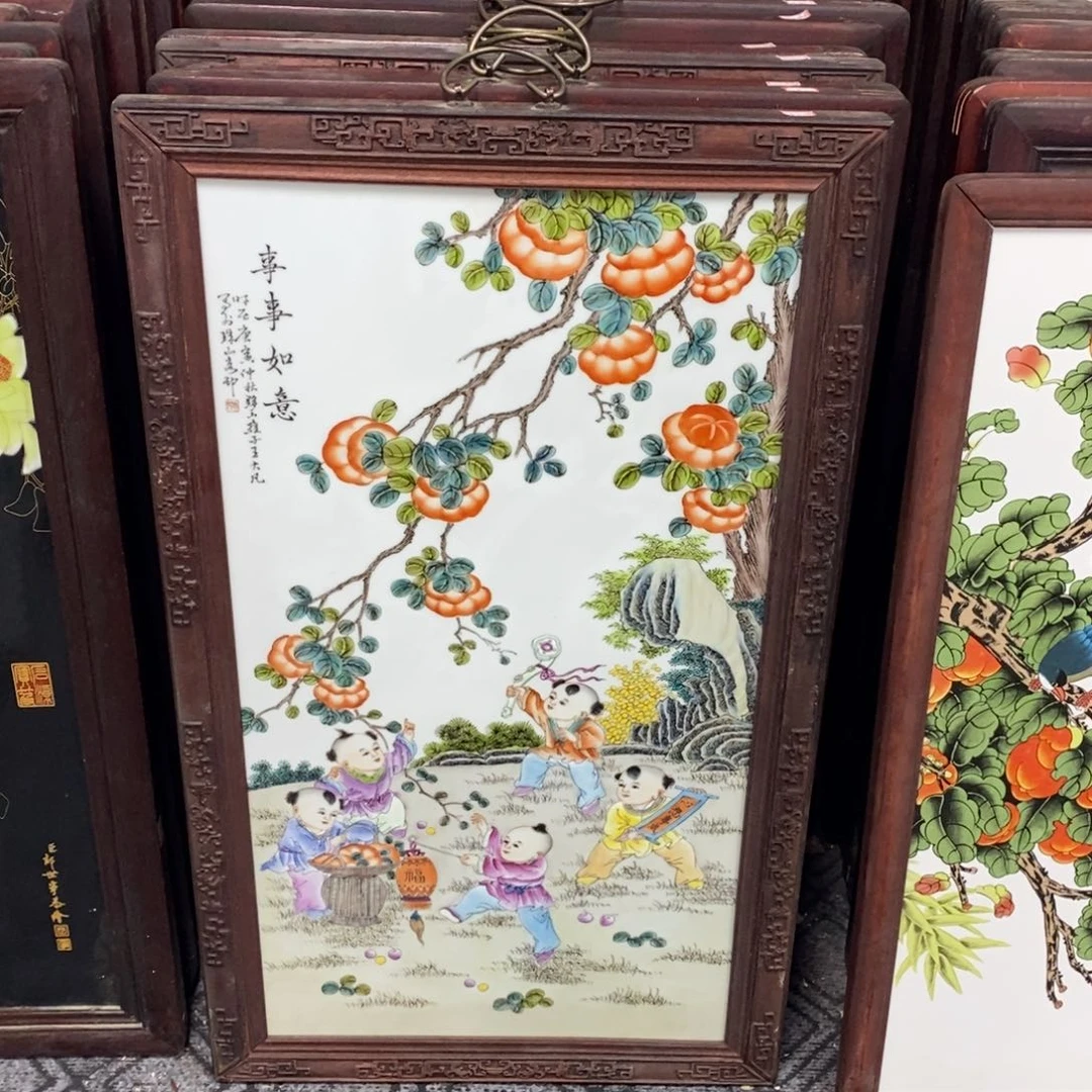 瓷片90*52 景德镇瓷板画柴窑烧制