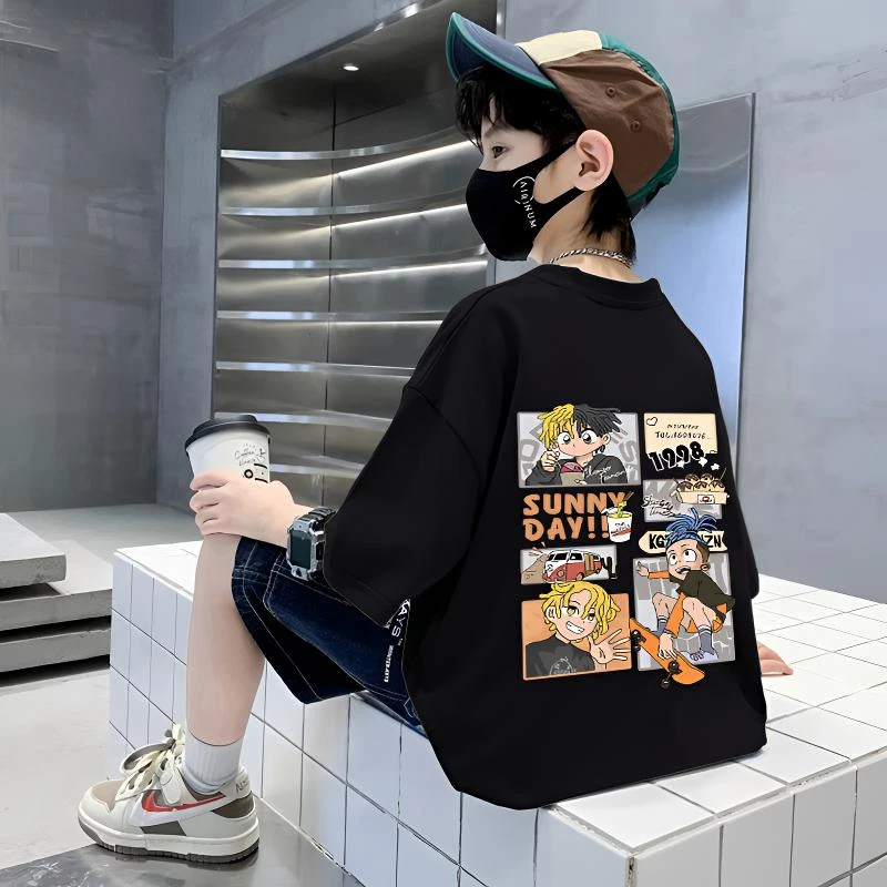 【100%纯棉】儿童T恤短袖2025年夏季新款中大童男童夏款男孩半袖潮T