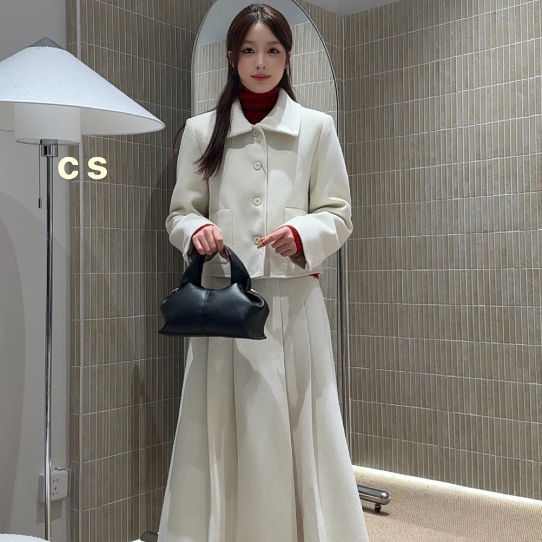 气质1693高腰短款含口袋赫本套装