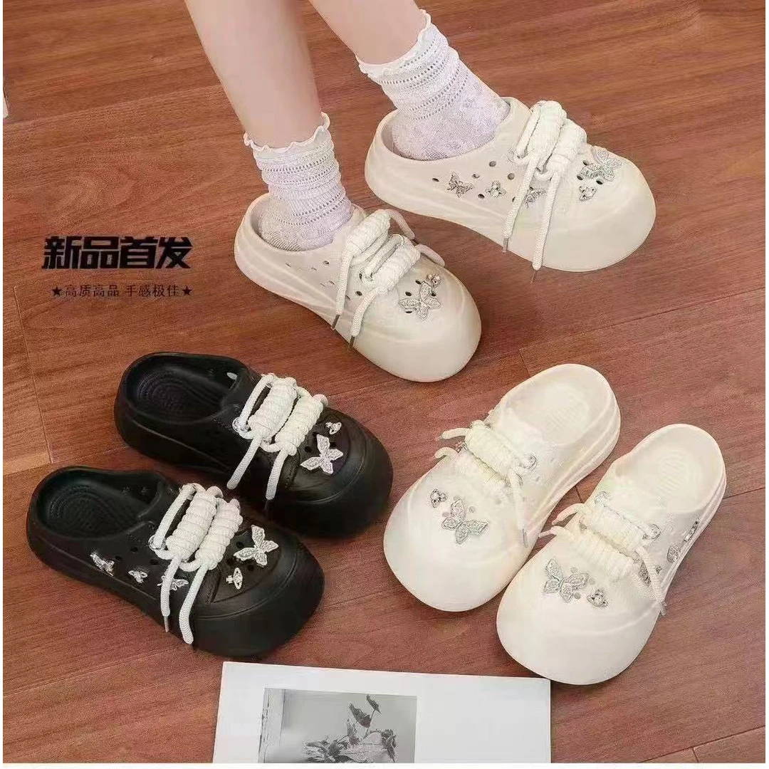 新品简约百搭半拖洞洞鞋608-1