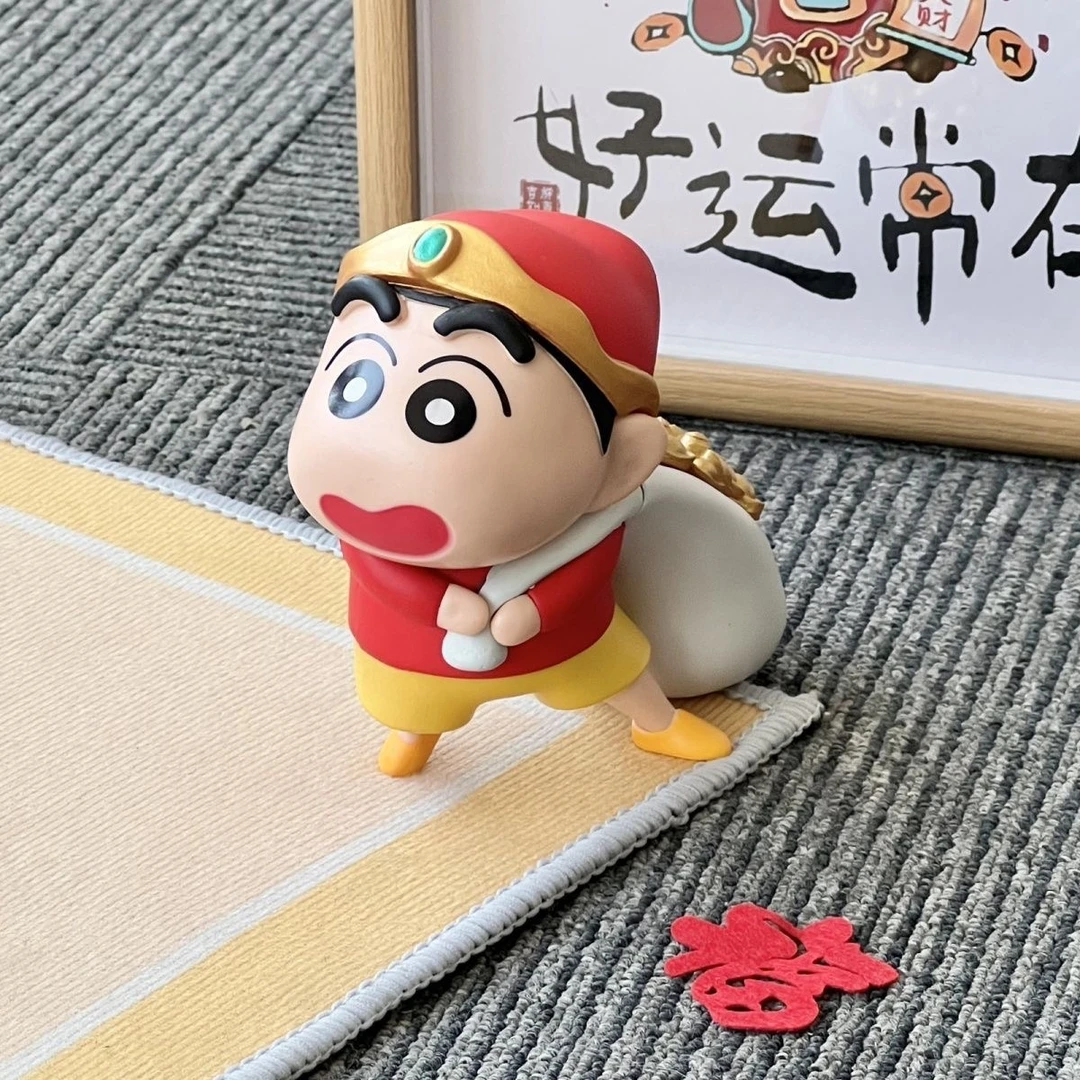 蜡笔小新潮玩新年限定送黄金元宝小新公仔手办摆件玄关桌面礼物