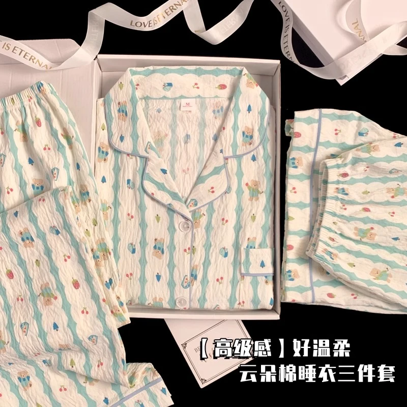 2025夏季云朵棉睡衣女可外穿短袖短裤女生可爱甜美卡通家居服套装