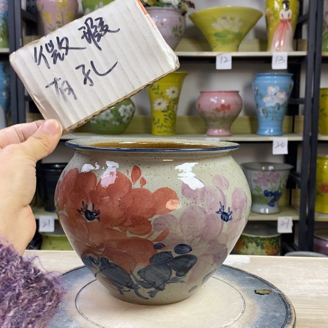 景德镇手工手绘陶瓷花盆