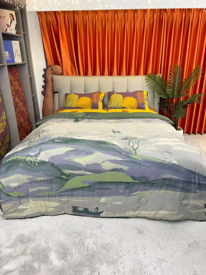 （深林绿鹿）150cm*200cm 高端双层纱纯棉柔软保暖可机洗大豆被