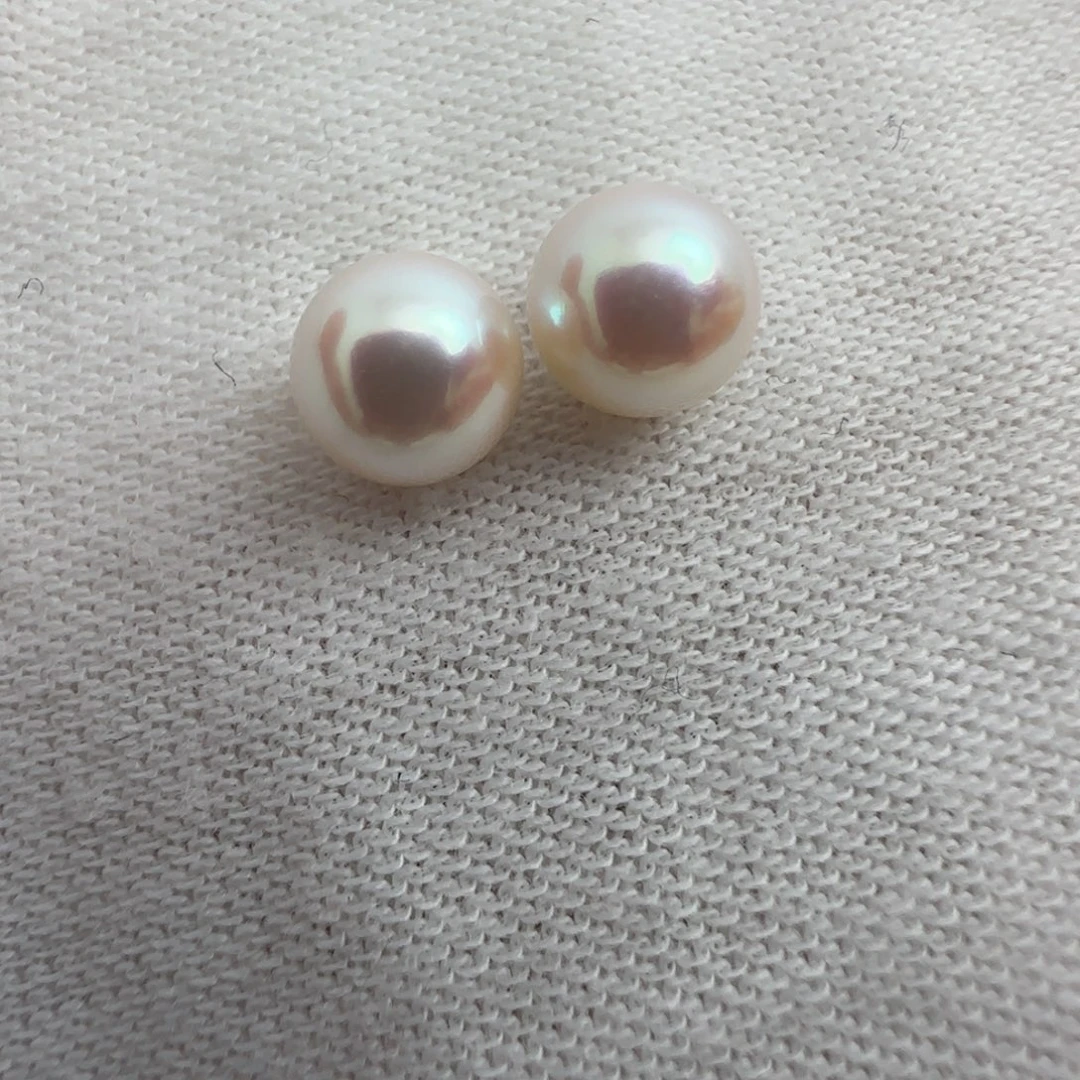 海水珍珠耳饰银S925镶嵌Akoya6.5-7耳钉
