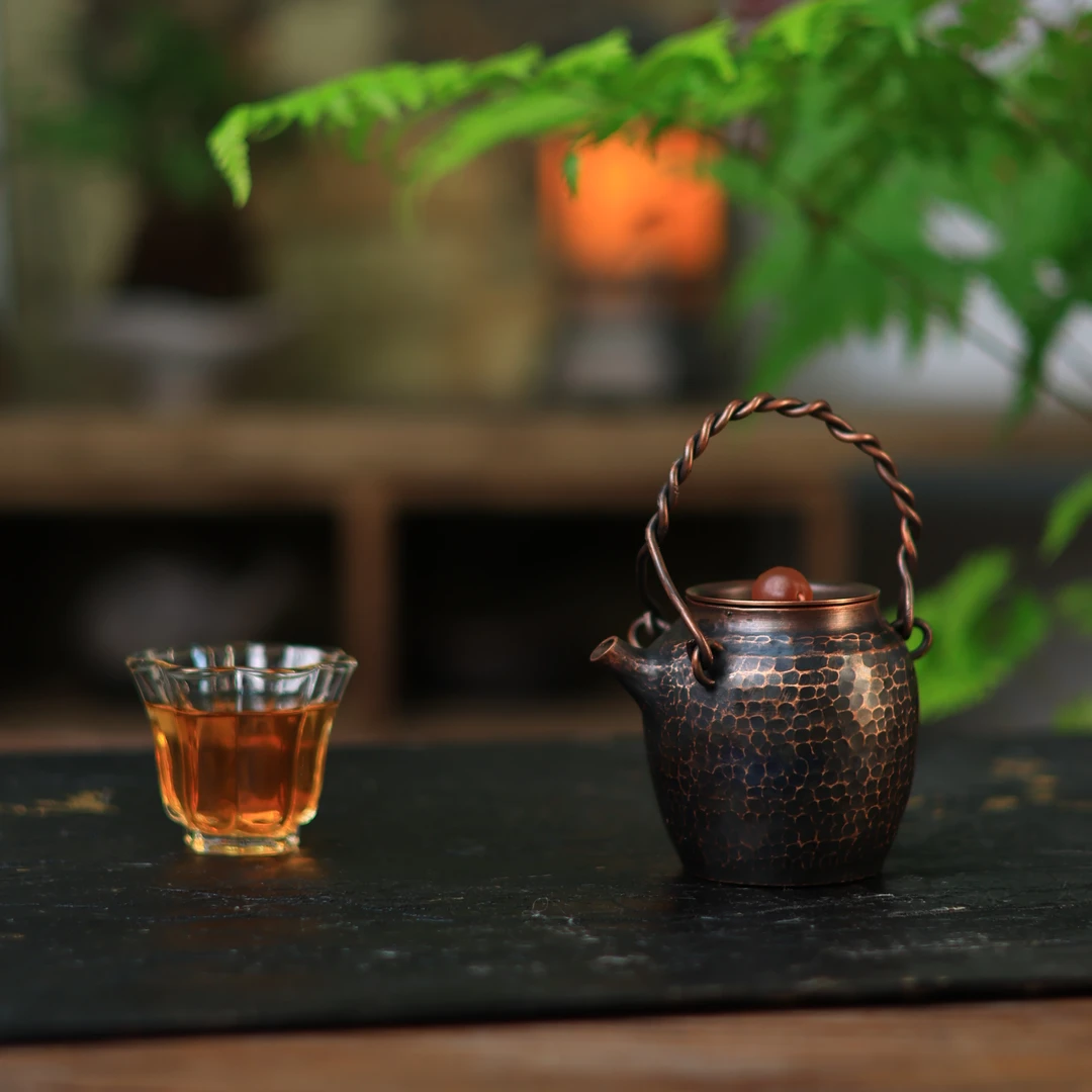 【夷嘉茗友】专版手工紫铜提梁泡茶壶，
