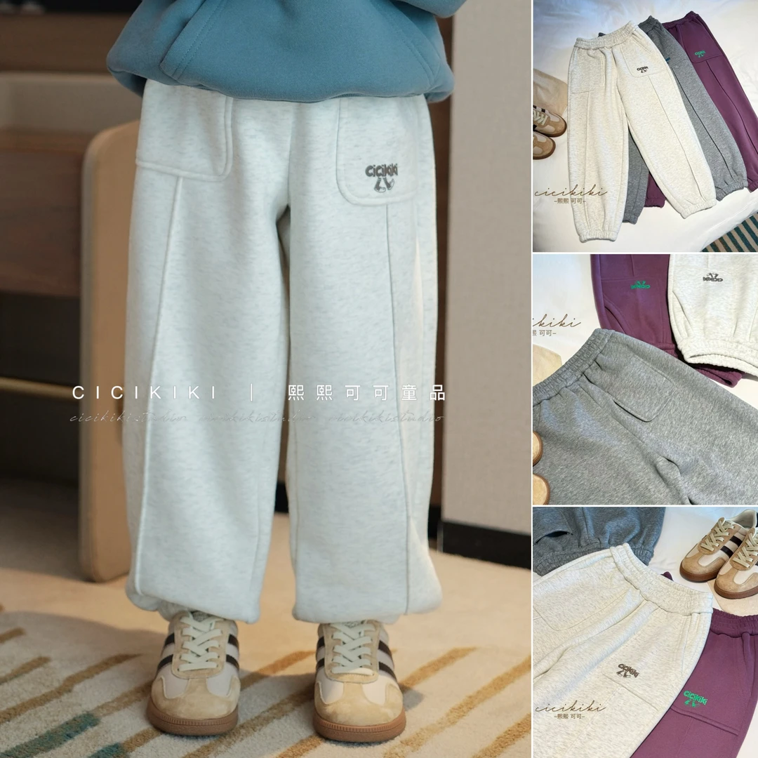 【熙熙可可】2025秋冬新款时尚百搭休闲加绒卫裤裤子 KZ25113