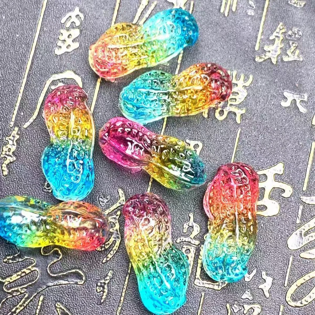 黄水晶七彩琉璃花生落地摆件多子多福开业婚庆礼品客厅招财装饰品