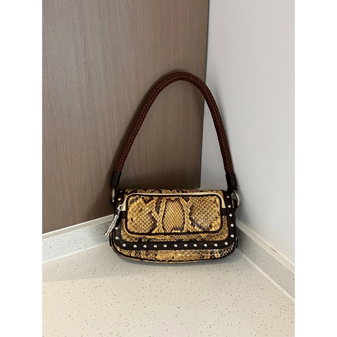 95新 VERSACE/范思哲 蛇皮手提单肩腋下包
