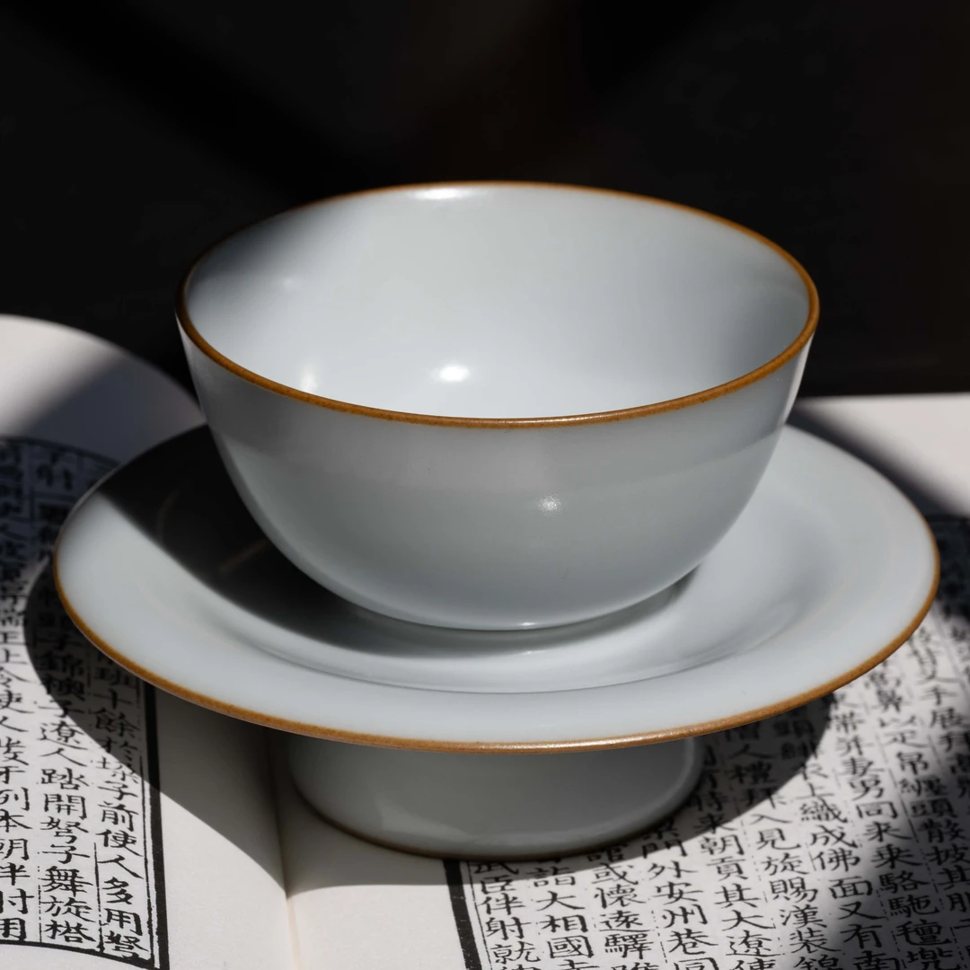 文心素器 气柴 流霜白高足托盏鸡缸杯