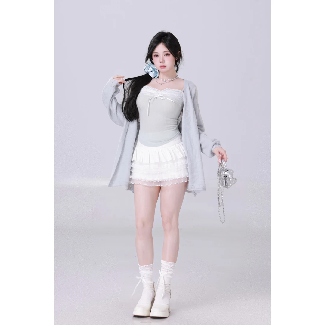 清清MengFairy【娇气软软】纯欲甜美吊带连衣裙百搭开衫套装4900M