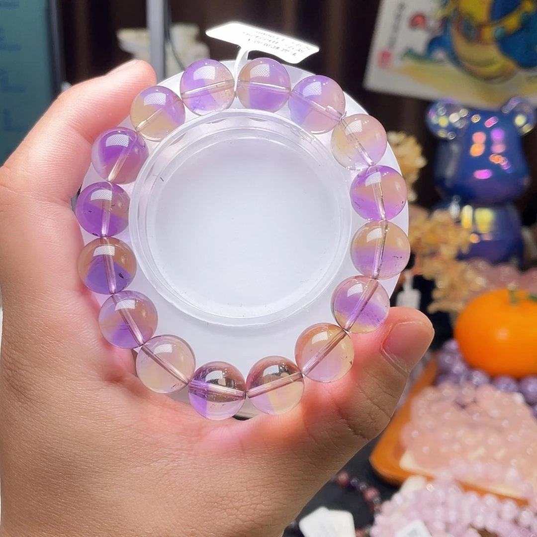 水晶手链未镶嵌半盆紫黄晶13mm