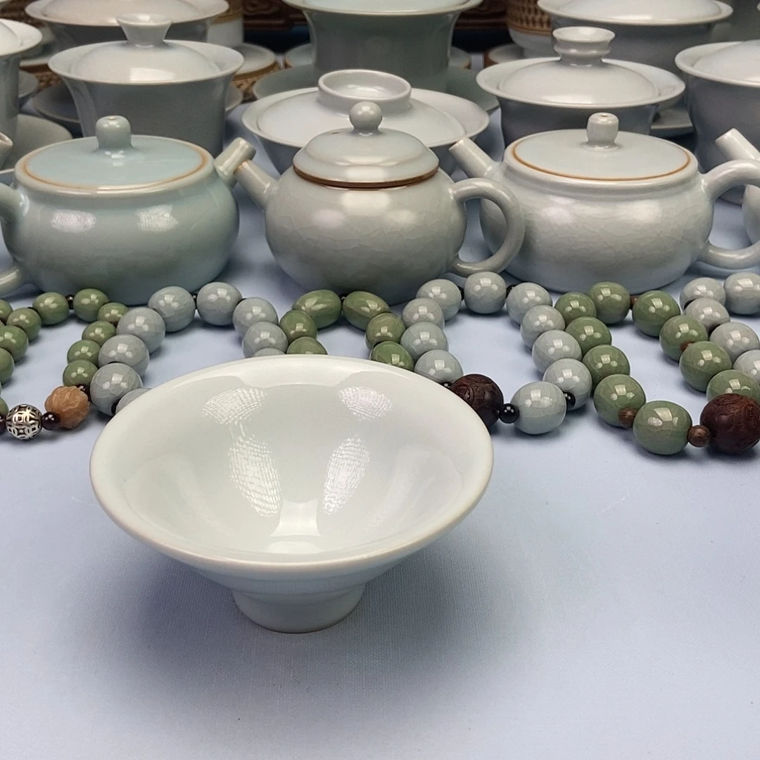 杯月白釉祥云抖笠杯原矿原釉原产地