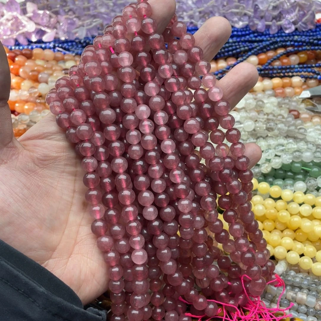 玛瑙/玉髓珠宝半成品未镶嵌一条装8mm粉玉髓圆珠