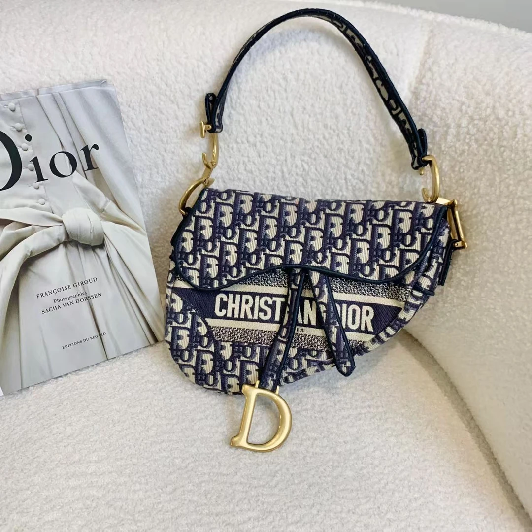 99新 DIOR/迪奥 壹臻/排队老花刺绣马鞍包中号 41430526