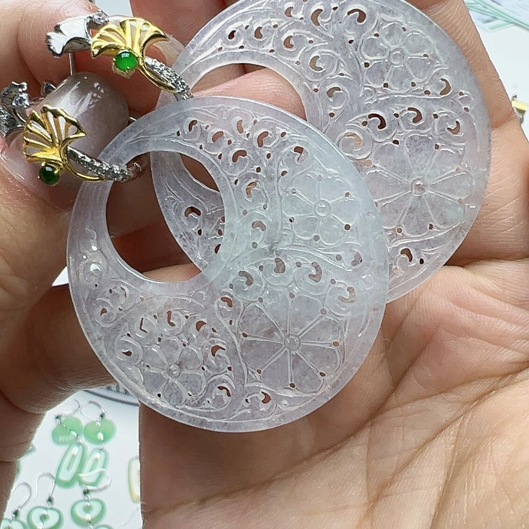 翡翠银S925镶嵌耳饰?****师天然缅甸A货翡翠