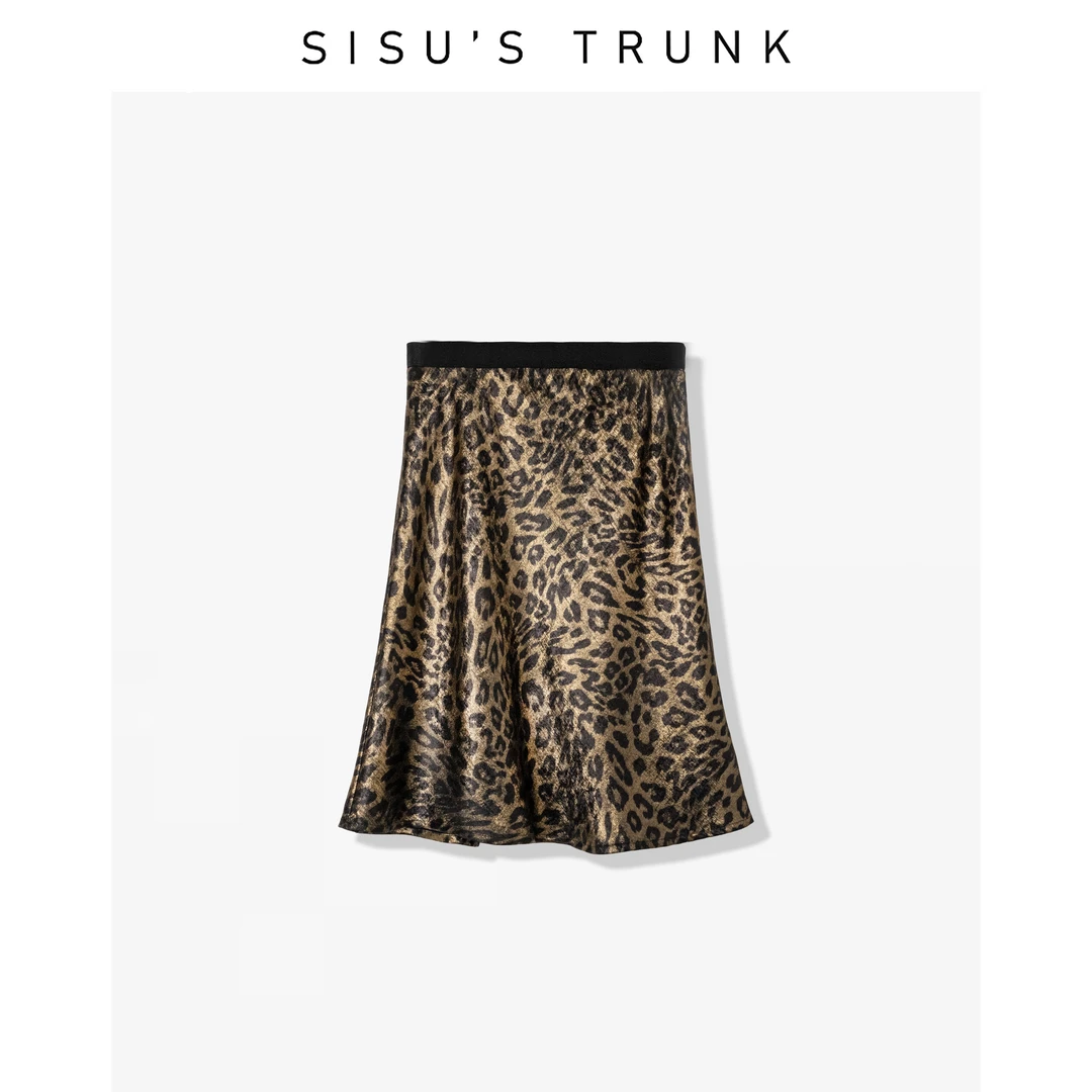 SISU【罗曼巴黎】 轻奢清冷感贵系高腰复古气质百搭显瘦豹纹半身裙