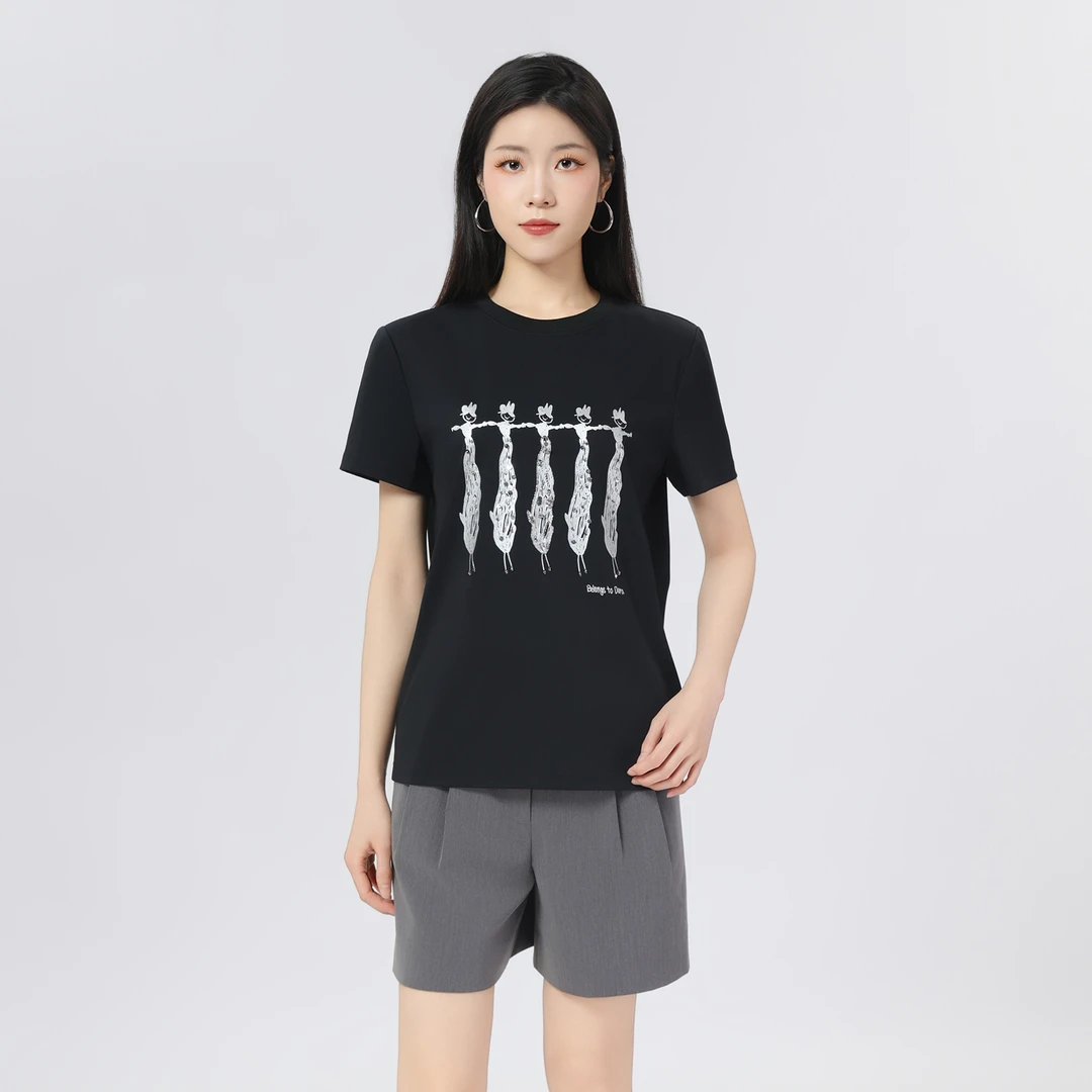 AMASS/阿玛施春夏纯棉上衣新款舒适极简风百搭设计款T恤530082