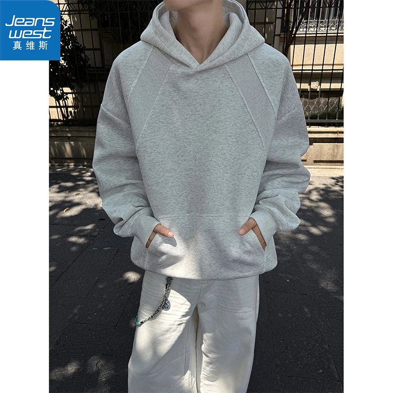 【真维斯】日系cityboy连帽卫衣春秋季男拼接套头外套潮牌宽松上衣