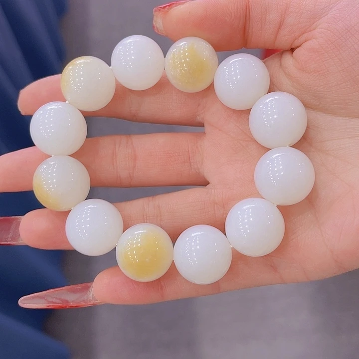 和田玉手串未镶嵌夜*