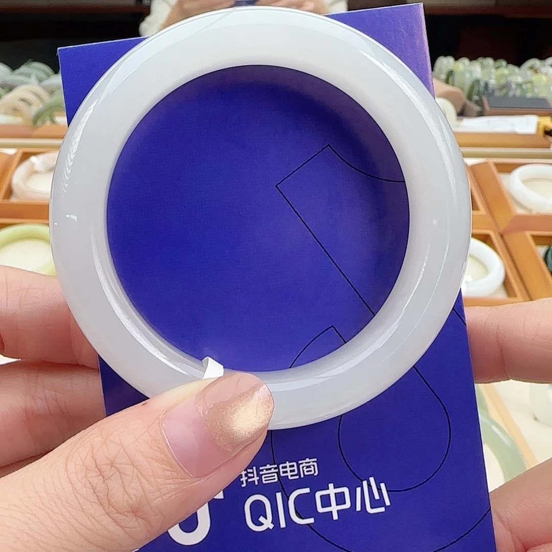 和田玉未镶嵌手镯冰胶荔枝白正圈55-56精品捡漏