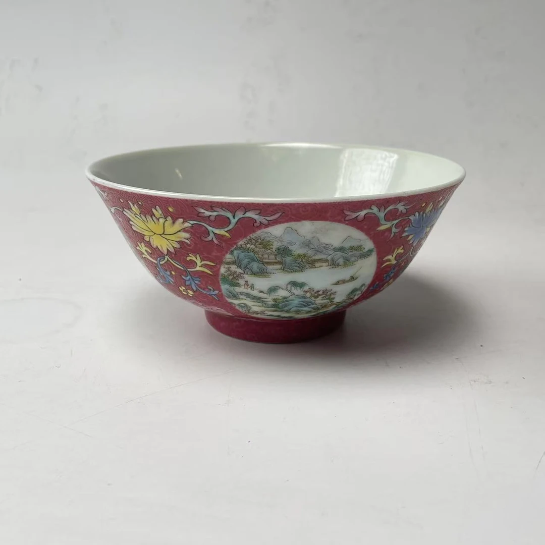 清道光开窗山水碗BY08X0205