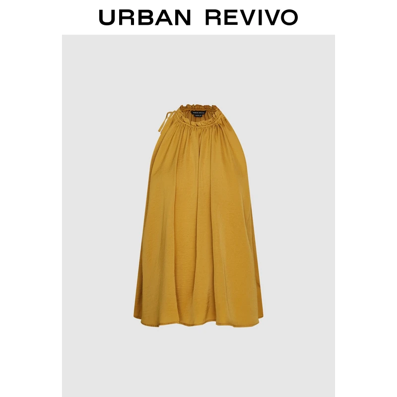 UR2025夏季新款女装波嬉风感超宽松木耳边吊带衫UWH250043