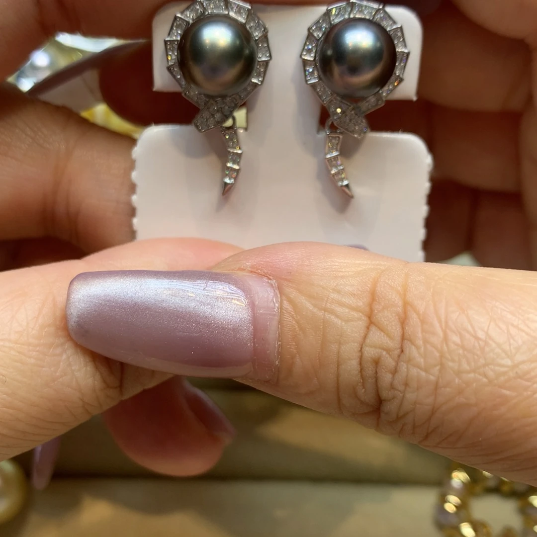 银S925镶嵌耳饰海水珍珠