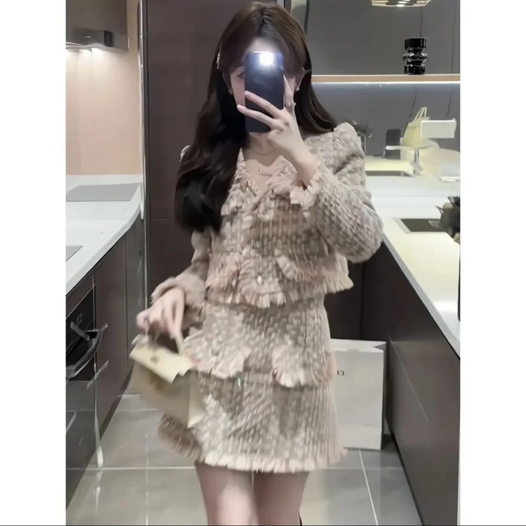 高级撞色小香风名媛气质套装-791