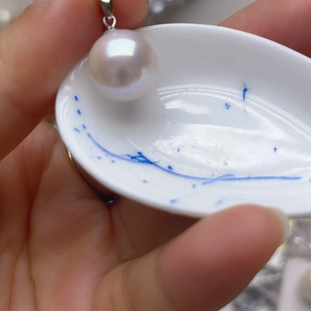 淡水珍珠吊坠耳钉银S925镶嵌