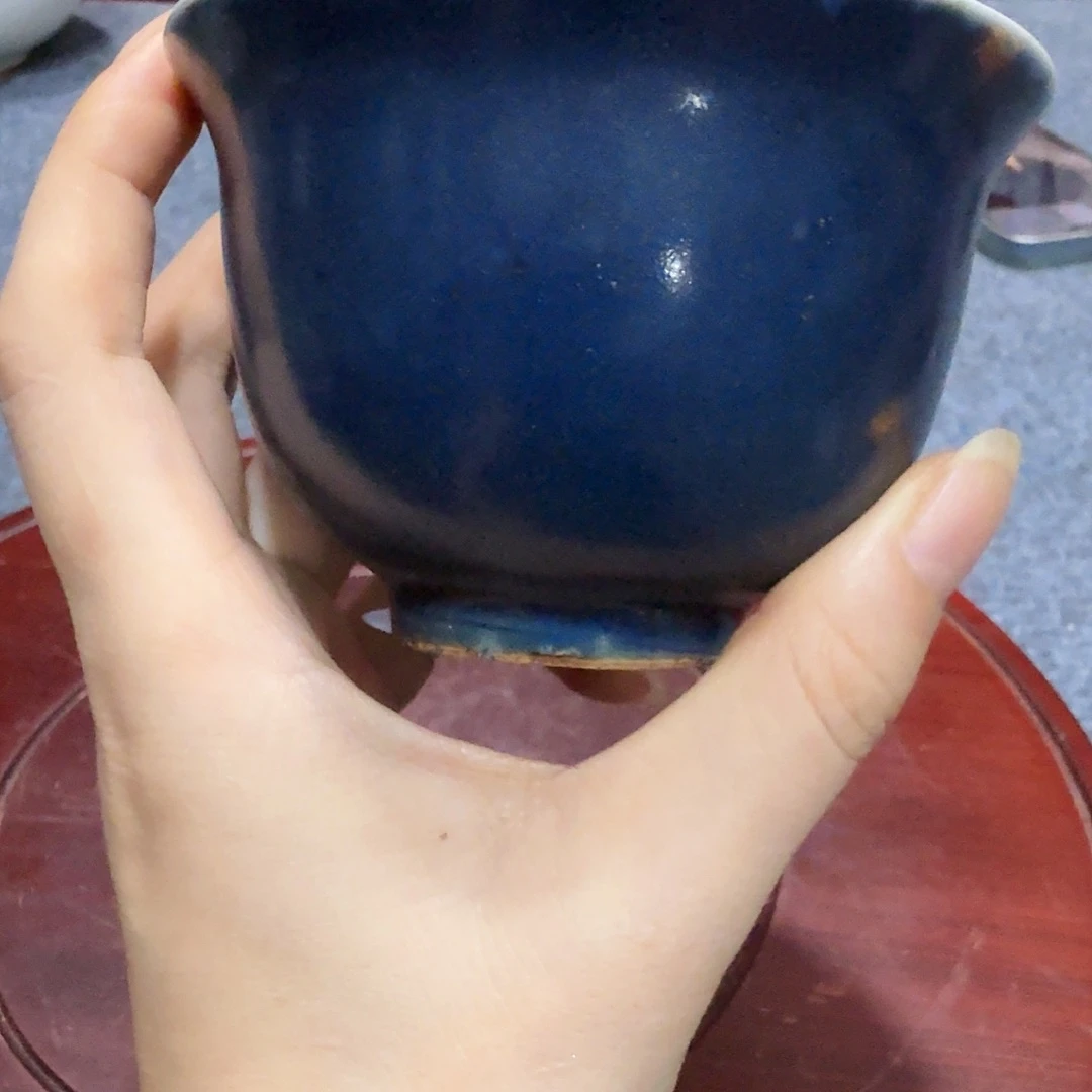 时***转瓷片青花杯子一件完整完整