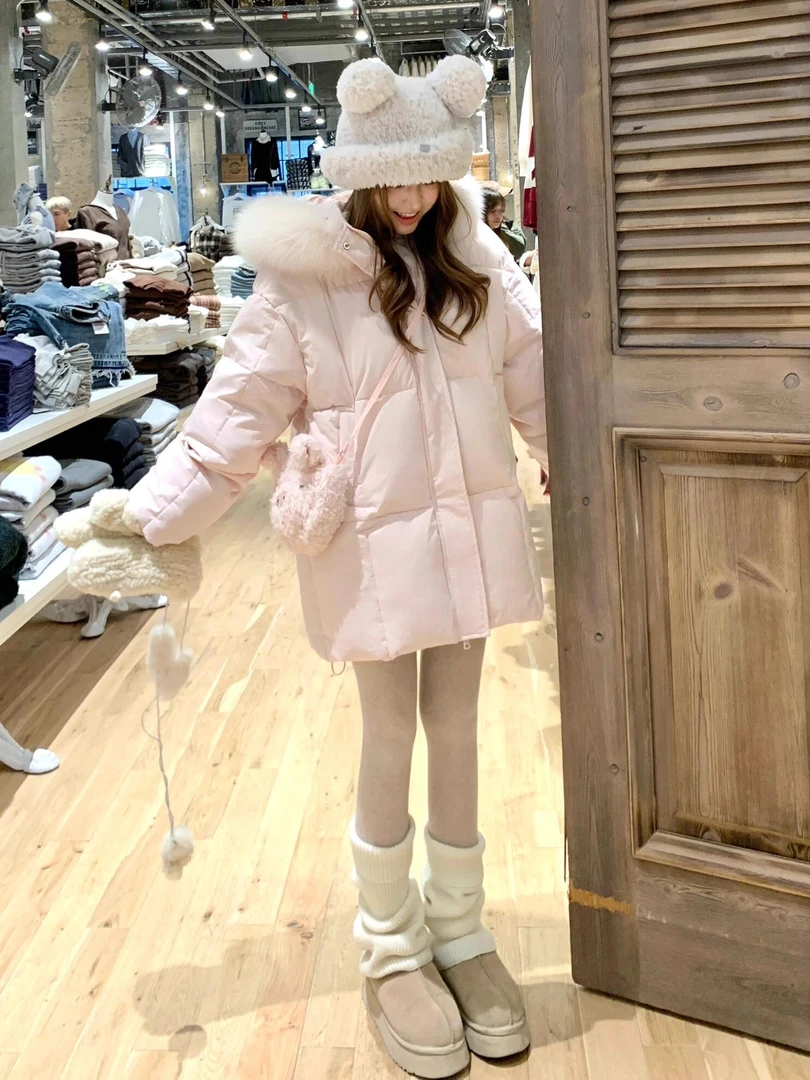 中长款羽绒服女2025新款冬小个子毛领甜美保暖巨好看的冬装厚外套