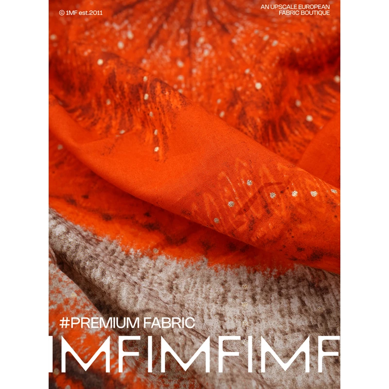 BRB同厂咖啡棕腰果花印花棉+VI服装面料连衣裙半身裙幅宽170CM