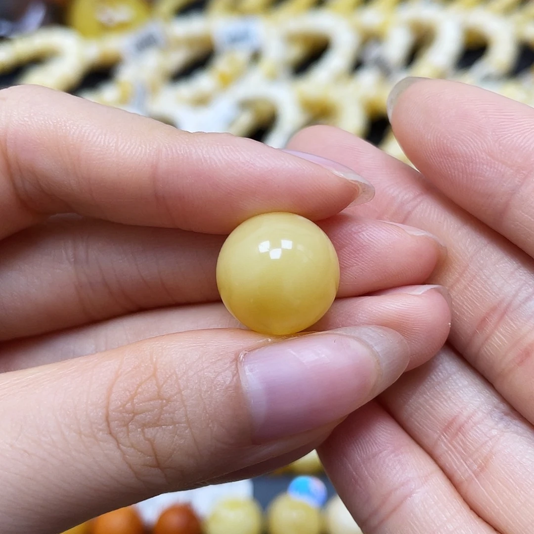 未镶嵌蜜蜡裸石圆珠14.6mm