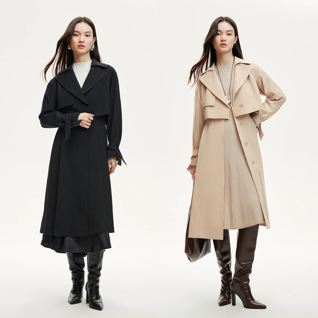 Vero Moda雅丹风风衣女真两件七分袖暗扣气质百搭高级感324321008